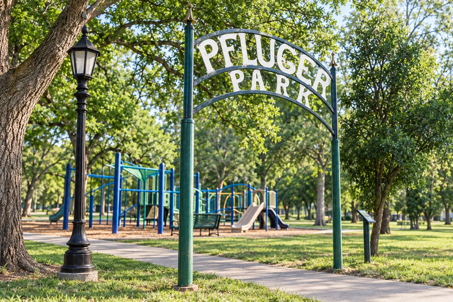 Pflugerville, Texas: park gateway columns