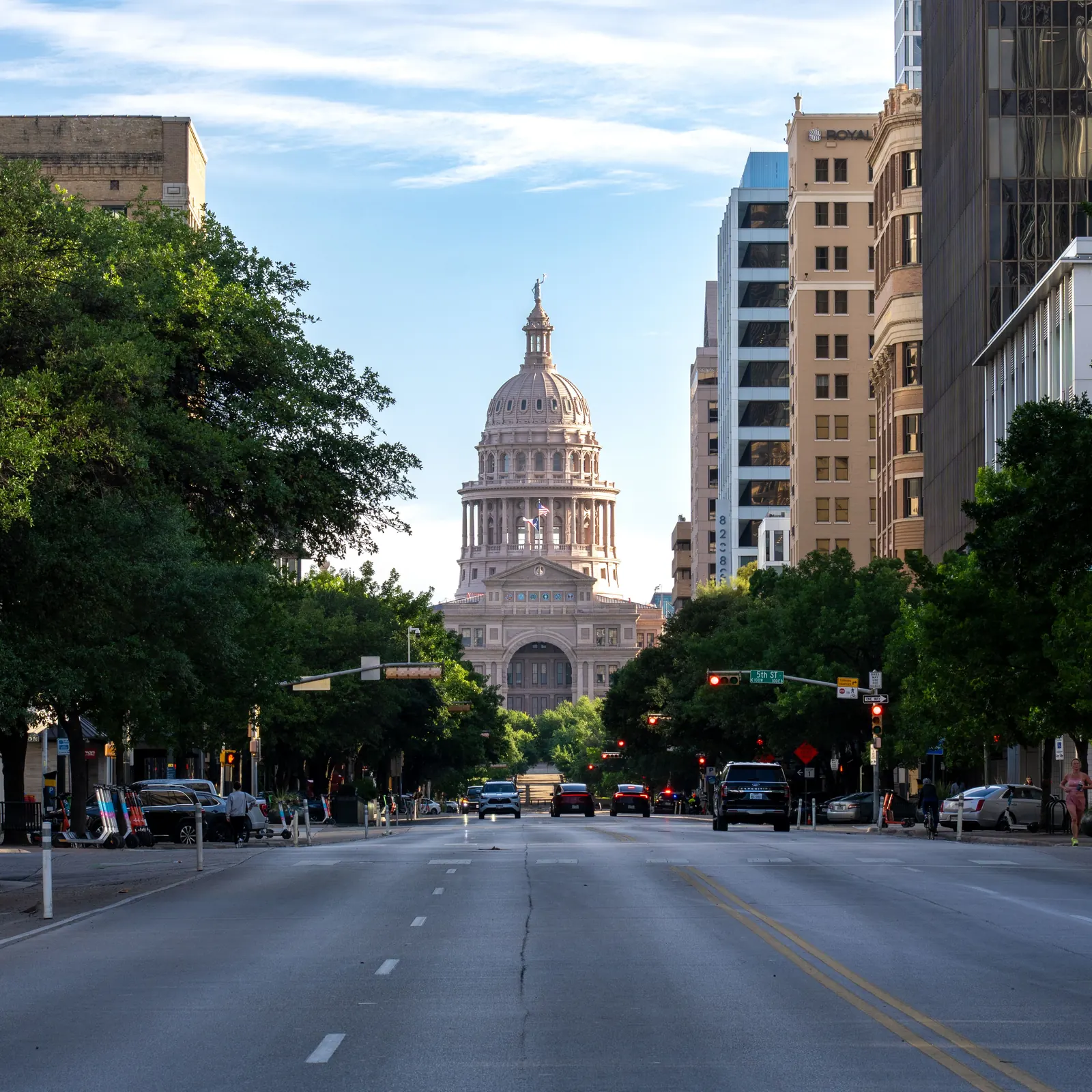 The Texas State Capitol seen along Congress Avenue in downtown Austin, Texas.
