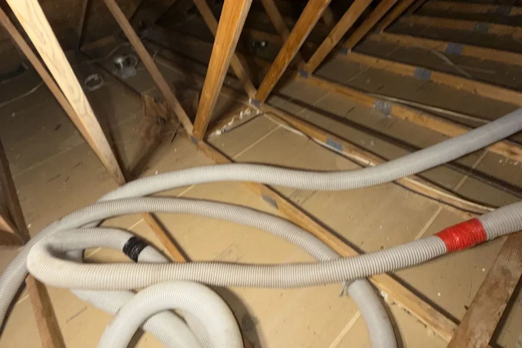 Attic before the barrier goes in – Radiant Barrier Installation