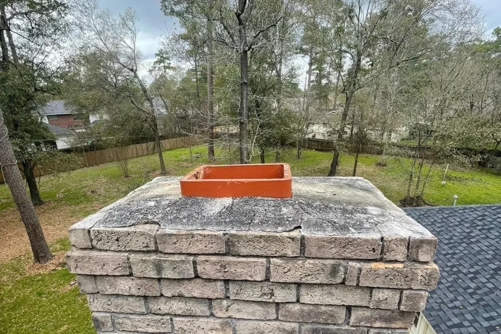 Chimney crown and flue before repair