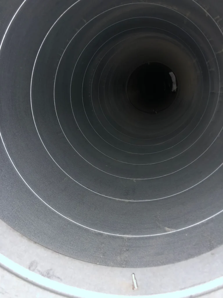 Clean round commercial duct after cleaning