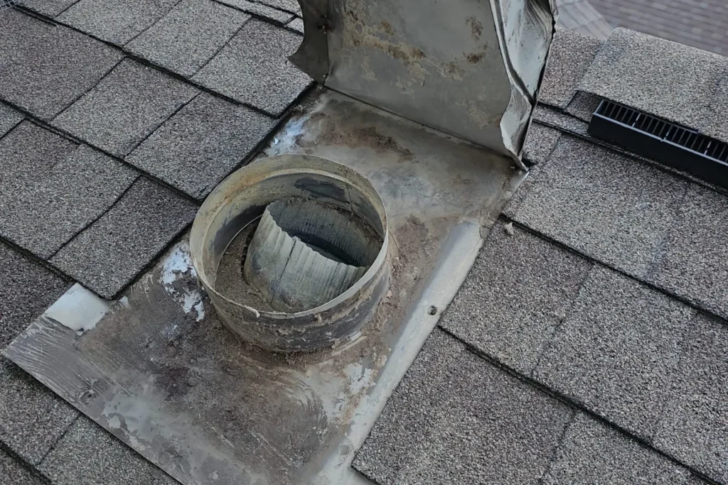 Dryer vent termination on an asphalt-shingle roof
