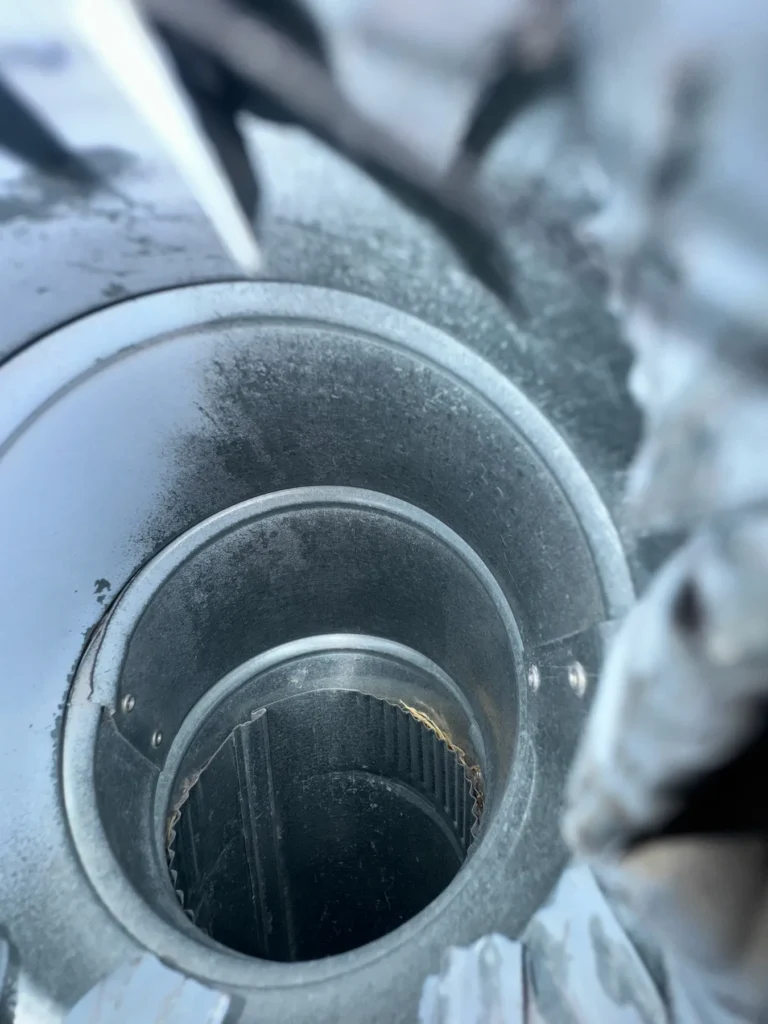 Inside of a dryer vent duct clean after cleaning