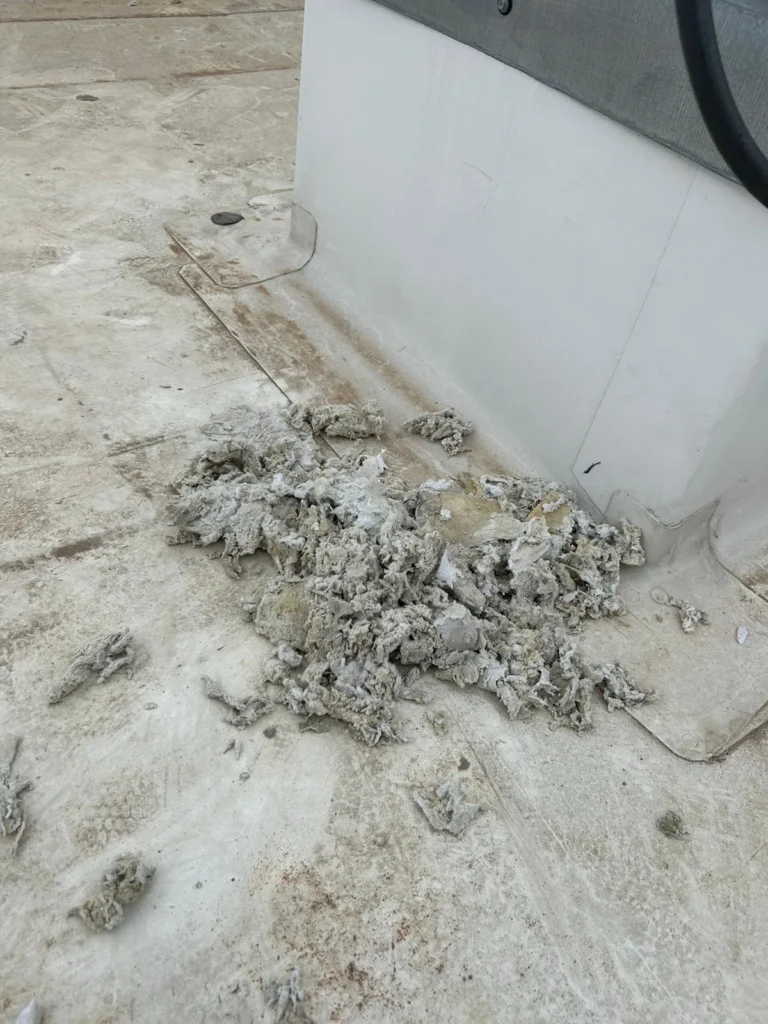 Lint removed from a commercial dryer exhaust