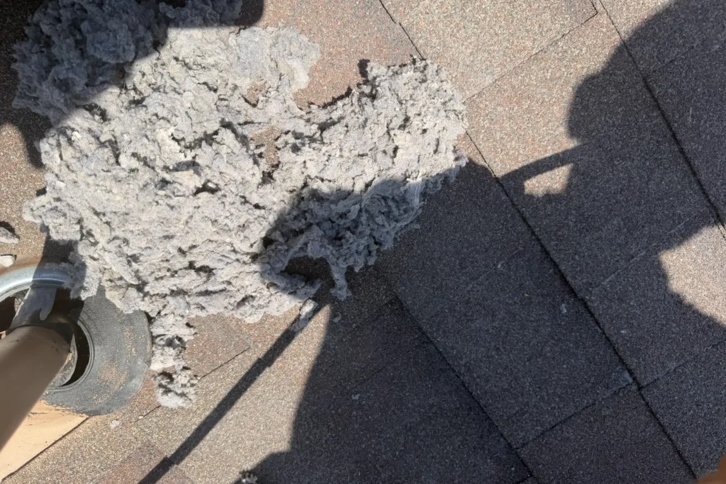 Lint removed from a roof vent – Rooftop Dryer Vent Cleaning