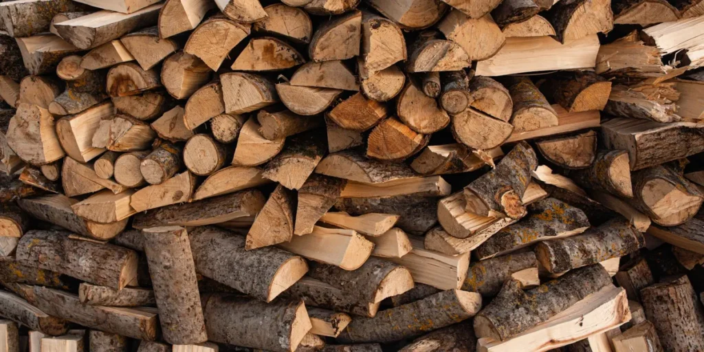 Stacked split firewood
