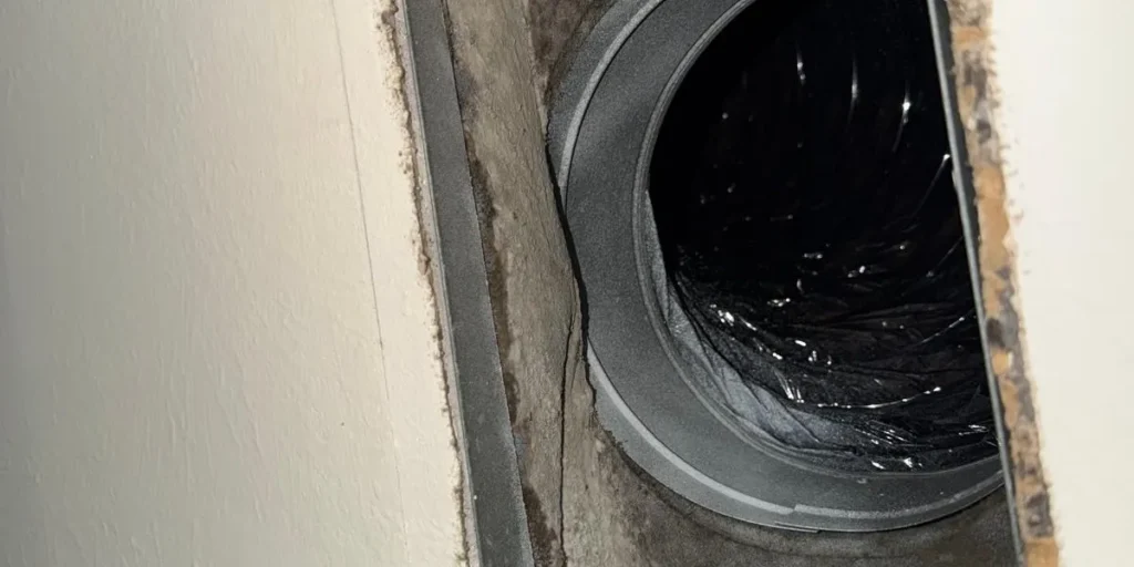 Supply register removed to show the duct boot behind it