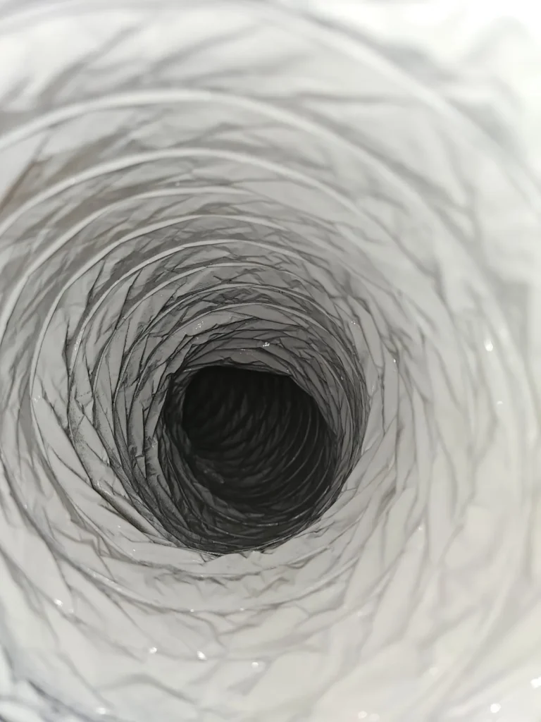 The inside of a flex air duct clean after cleaning